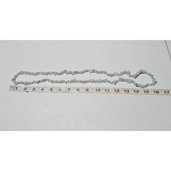 Boho Light Blue White Aquamarine Chip Nugget Beaded Necklace Beach Core Jewelry - Picture 4 of 5